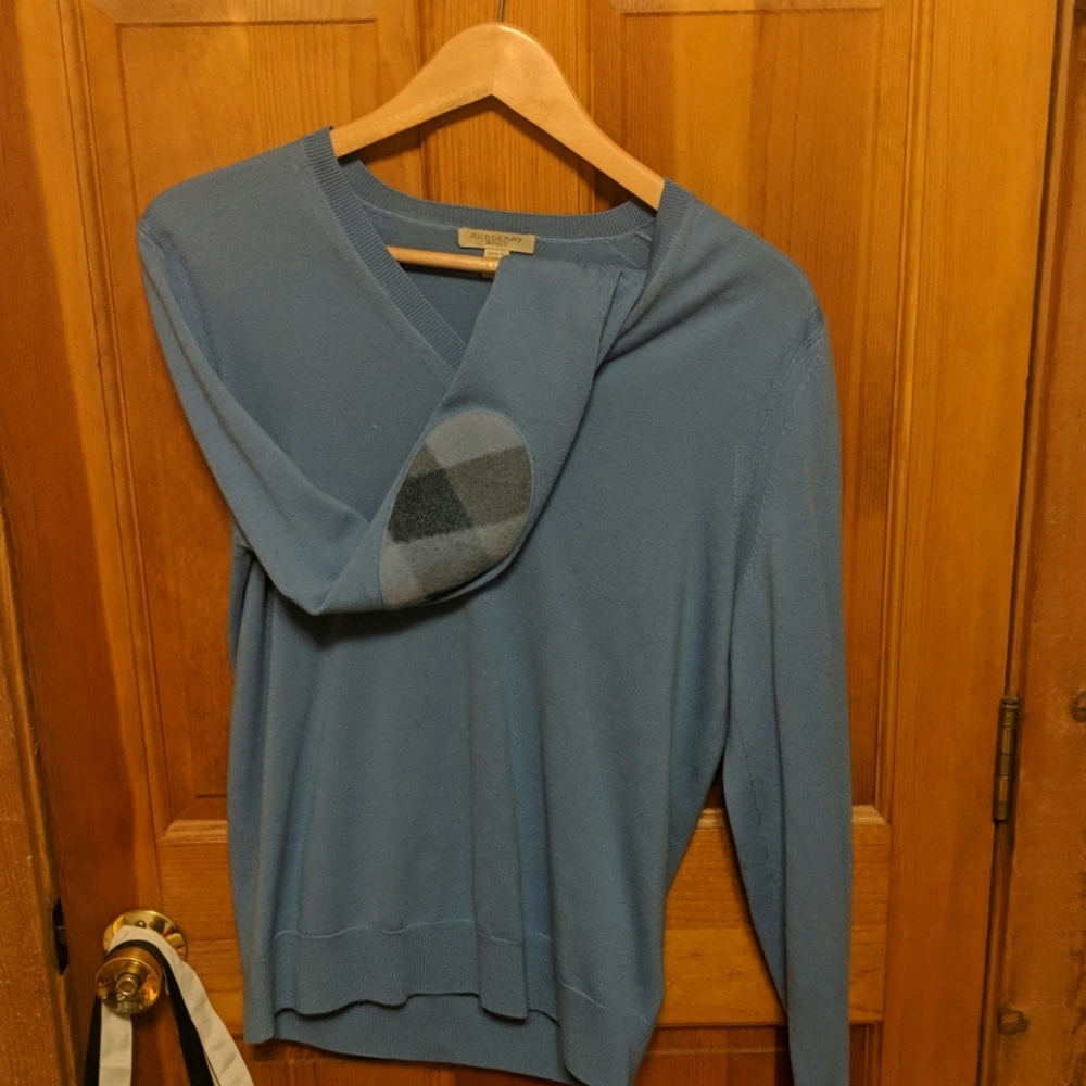Burberry wool sweater with check elbow patch